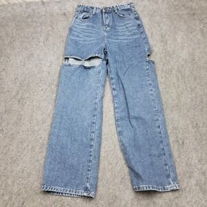 Shinne Jeans Womens Small‎ Blue Straight High Rise Medium Wash Denim Pants 26x27